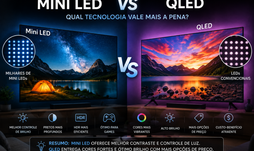 TV Mini LED ou QLED: qual tecnologia vale mais a pena?