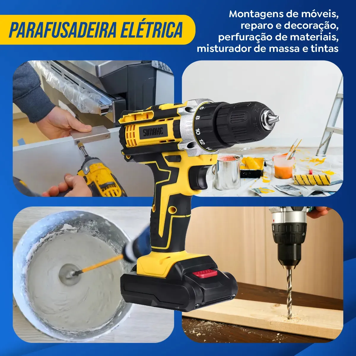Parafusadeira Furadeira Simake com 2 Baterias e Maleta: Kit Completo