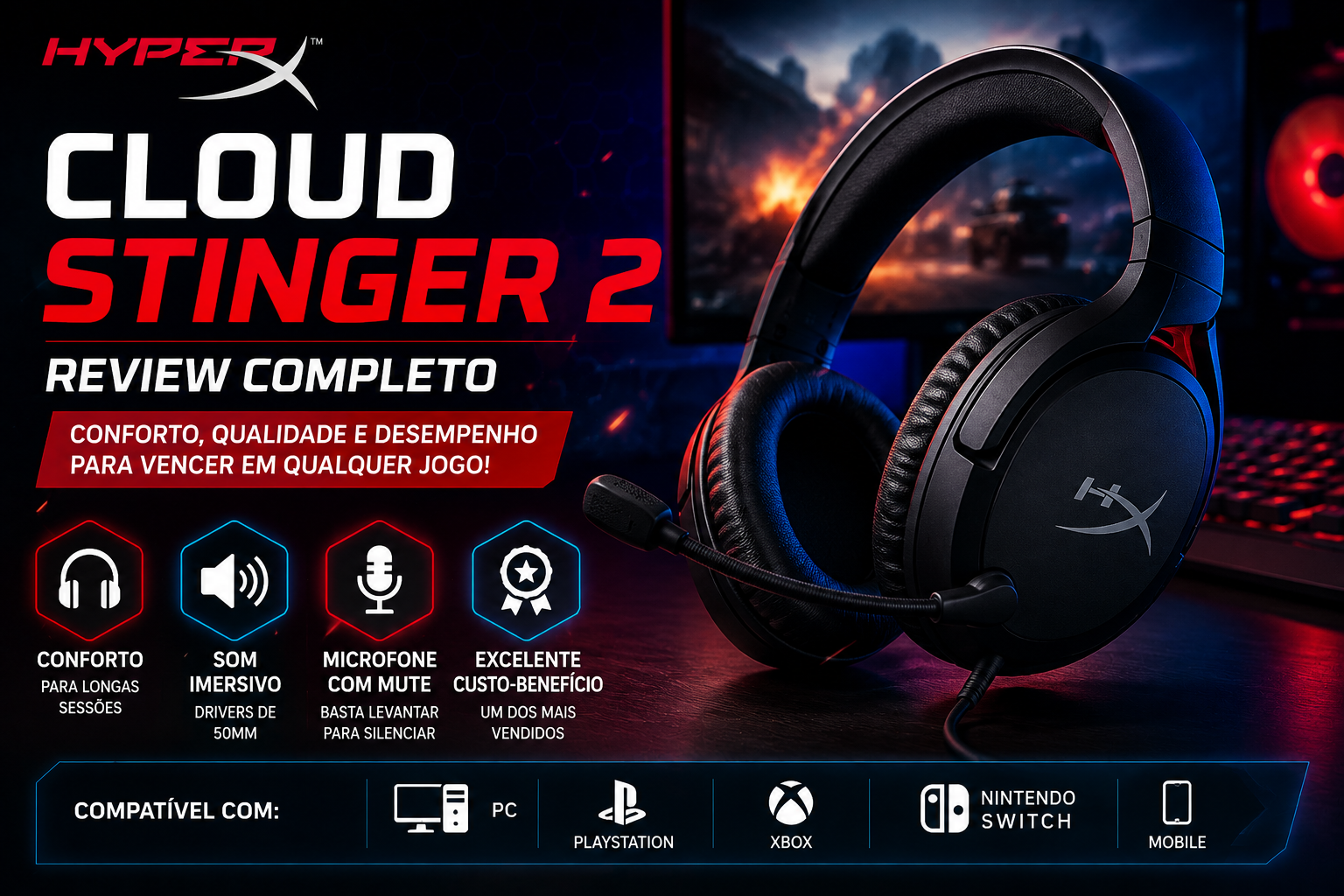 HyperX Cloud Stinger 2 vale a pena? Review completo de um dos headsets gamers mais vendidos