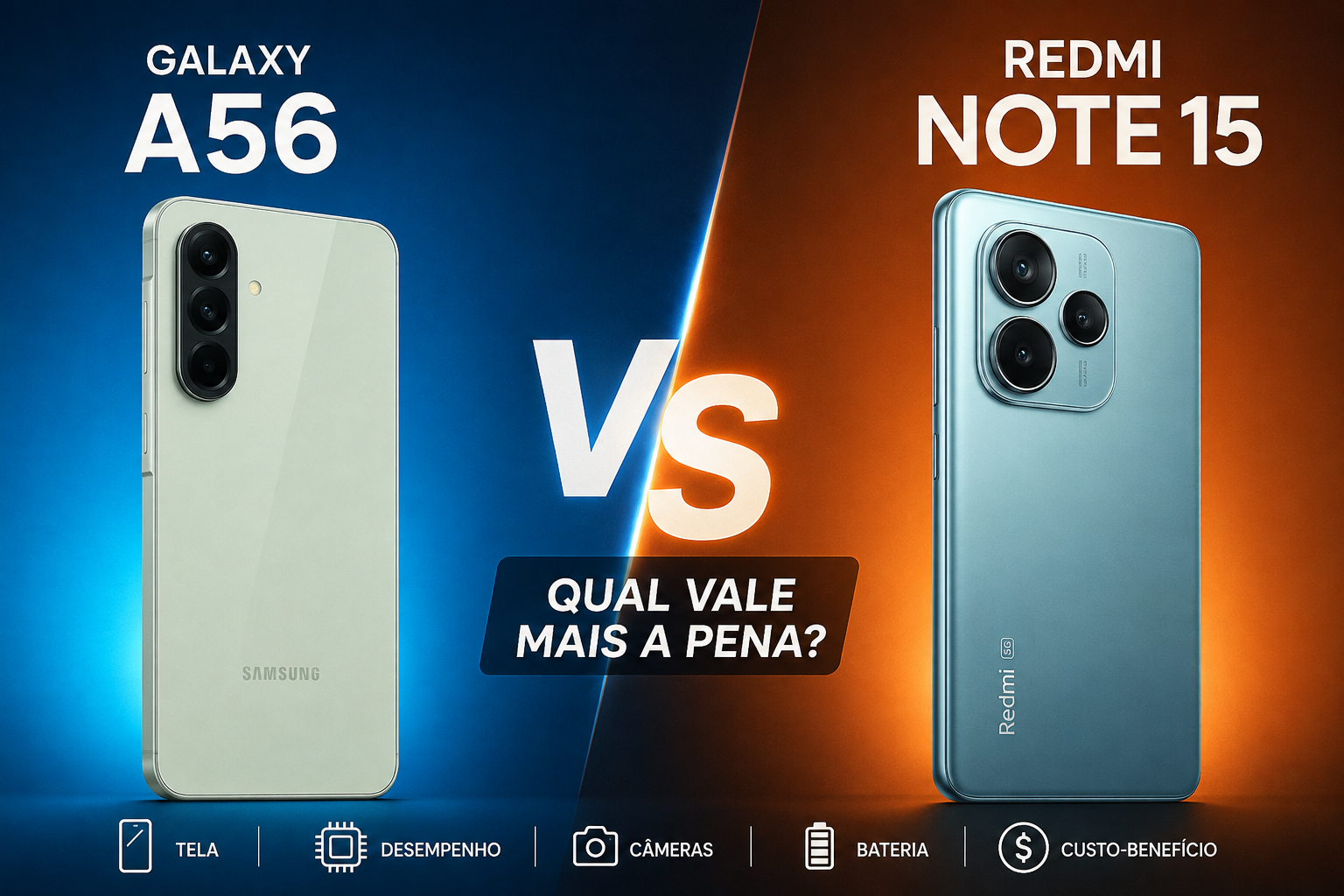 Galaxy A56 ou Redmi Note 15: qual celular vale mais a pena comprar em 2026?